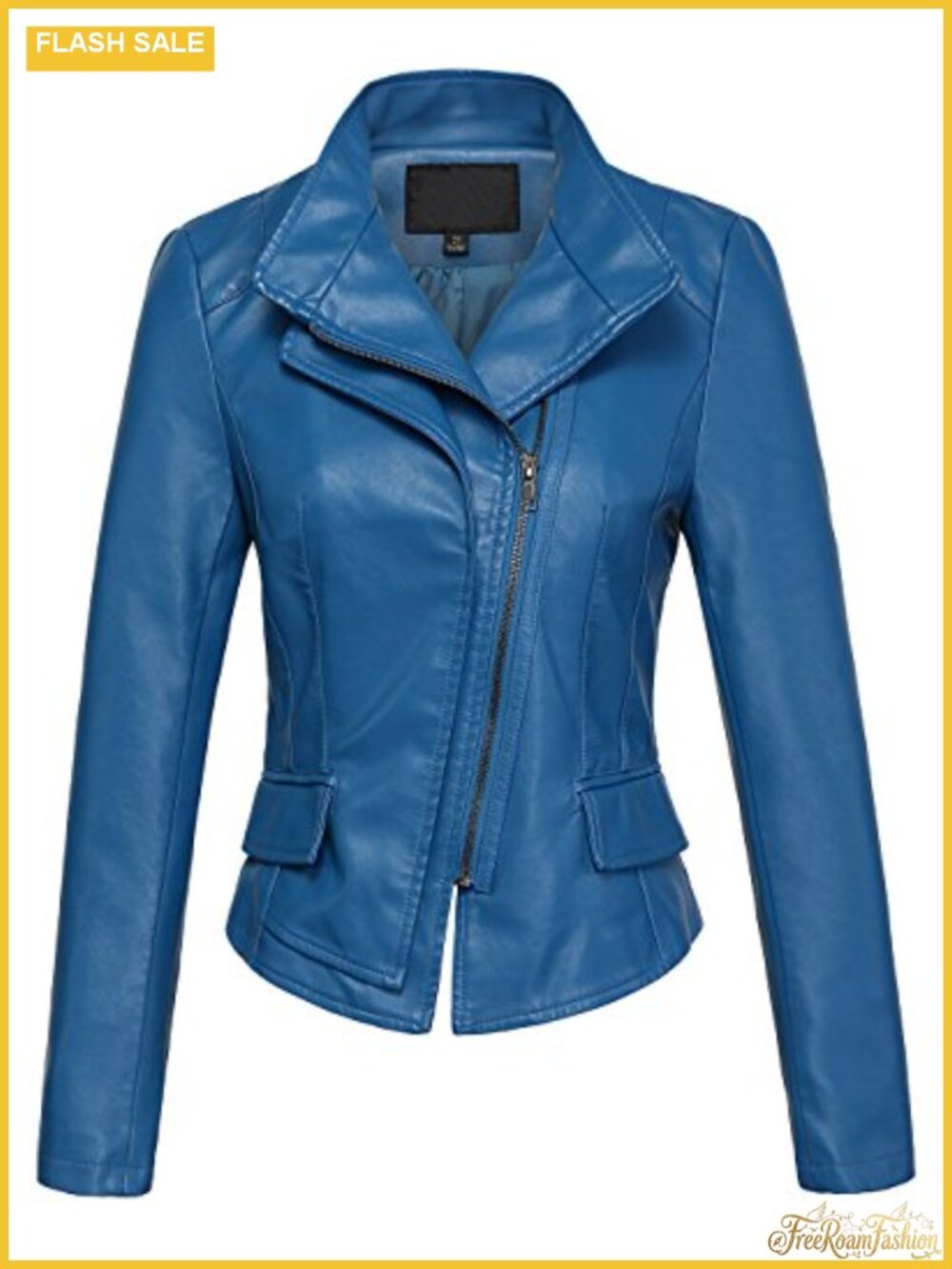 Slim Faux Leather Moto Biker Jacket Asymmetrical Zip Outerwear